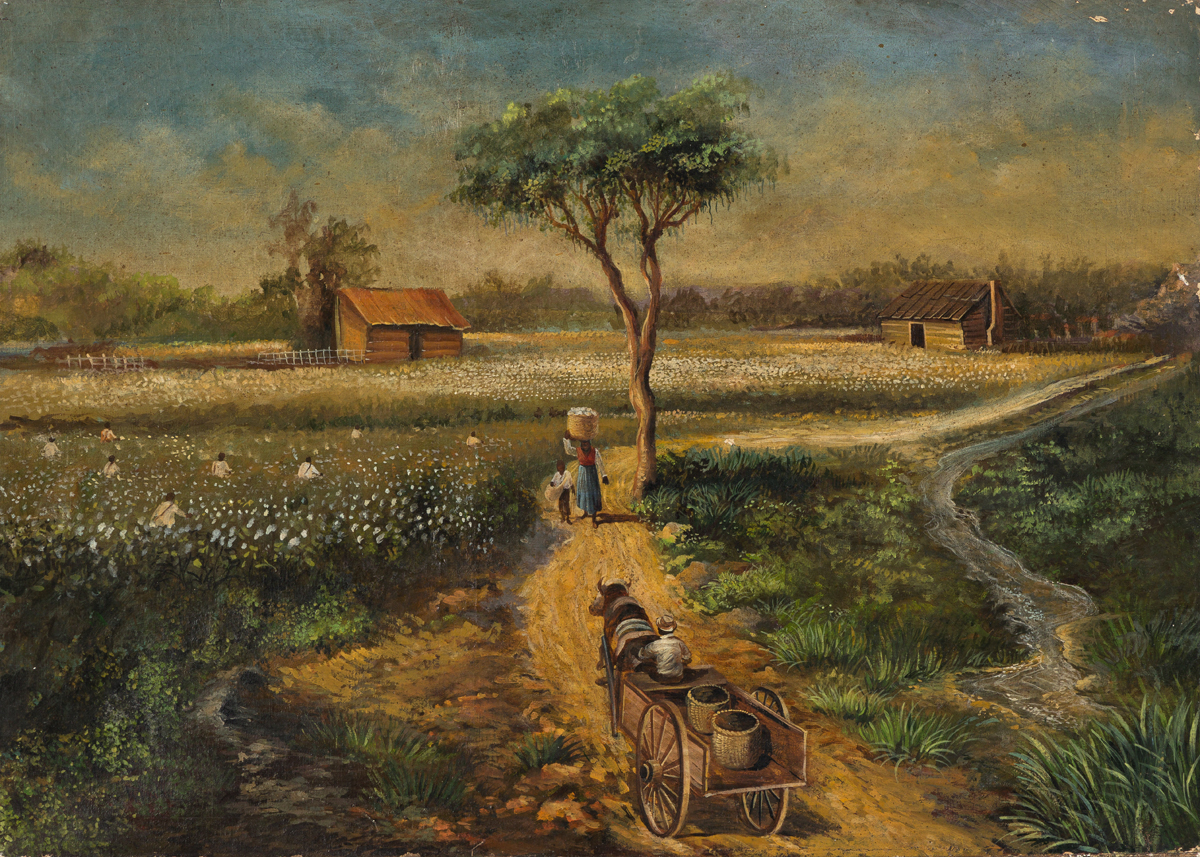 WILLIAM AIKEN WALKER Farm Scene with Cotton Fields.